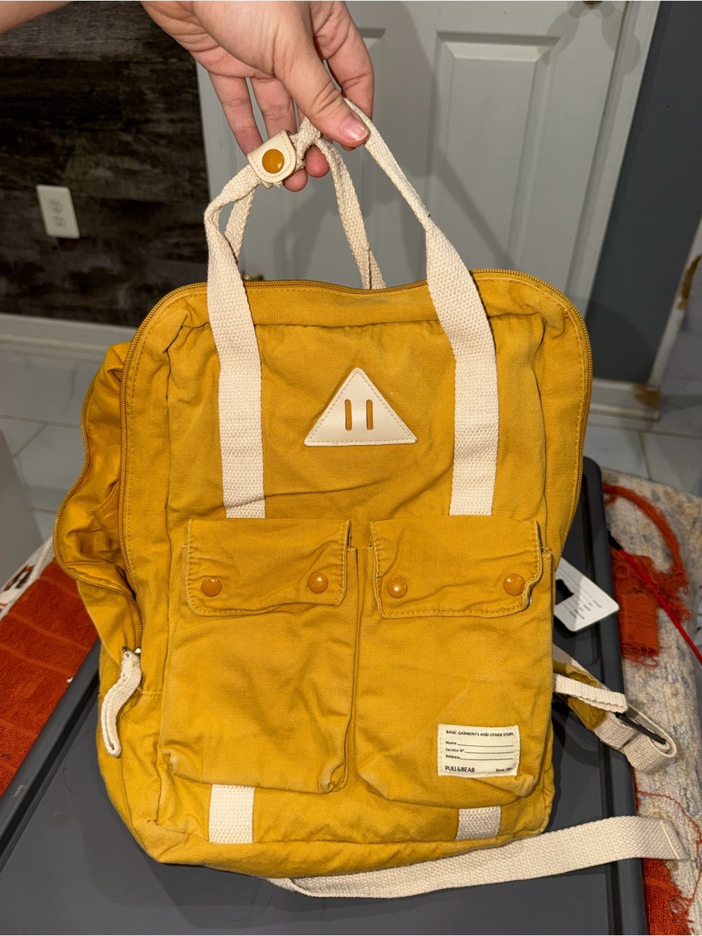 Pull&Bear Mustard Yellow Canvas Backpack